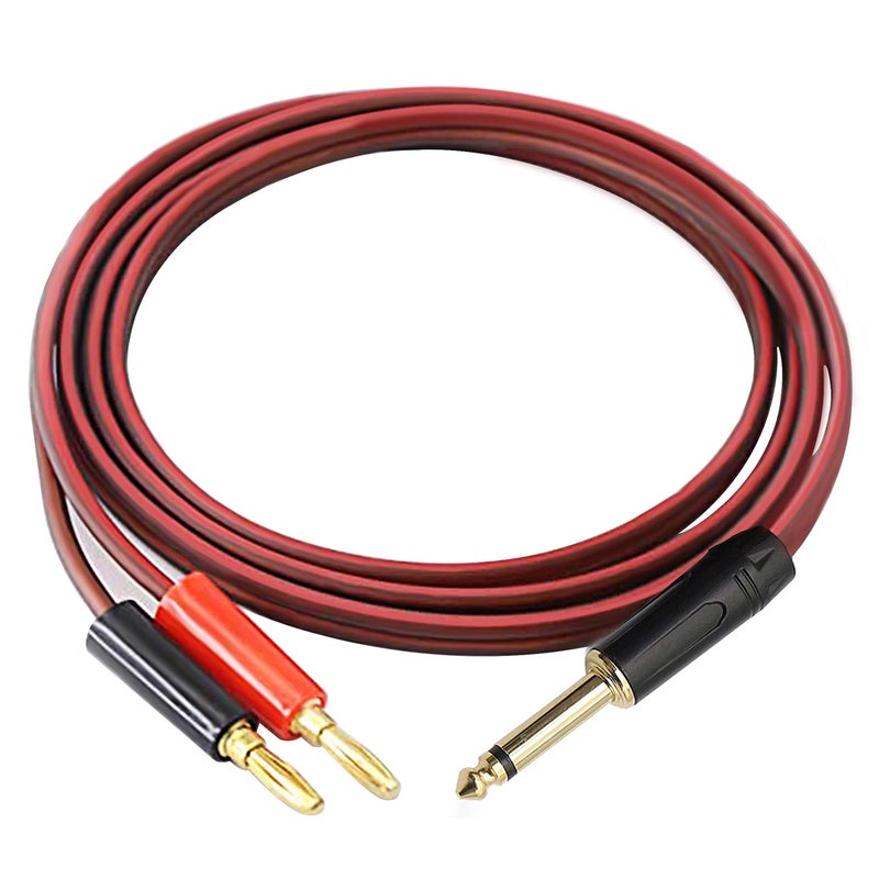 XMSJSIY 1/4 TS to Banana Plug Speaker Cable,6.35mm TS to Banana Plug Speaker Audio Cable,Gold-Plated 1/4 TS Male To Dual Banana Plugs OFC HiFi Speaker Wire For DJ Application, Mixer (5 Feet )-12AWG Cord - Image 1